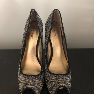 Nine West Open Toe Heels Beaded Pumps